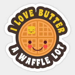 Funny Waffle Breakfast Lover Butter Food Pun Cute Kawaii Sticker